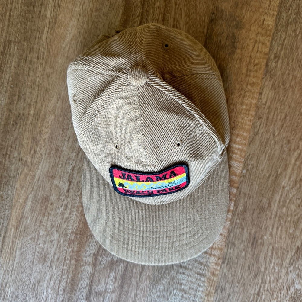Tan Corduroy Jalama Beach Park Velcro Back Strap Cap / Hat